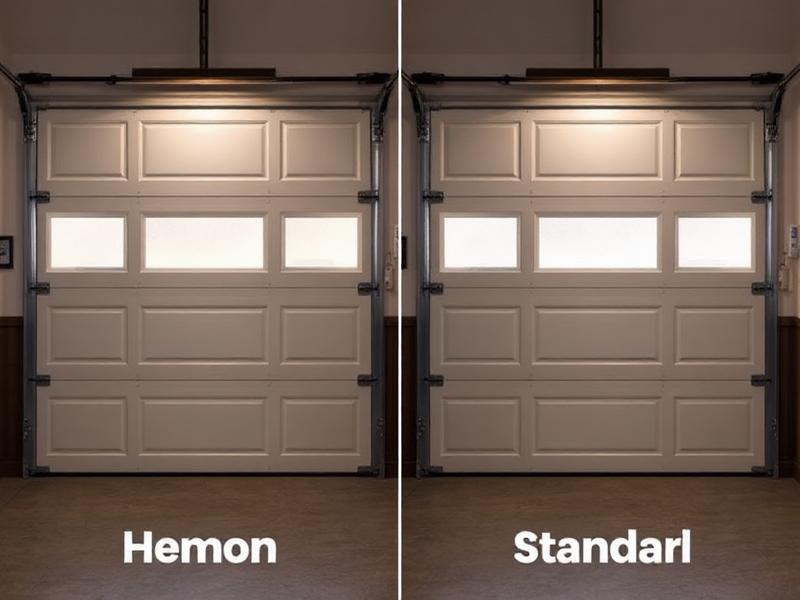 Side-by-side comparison of premium and standard garage door construction